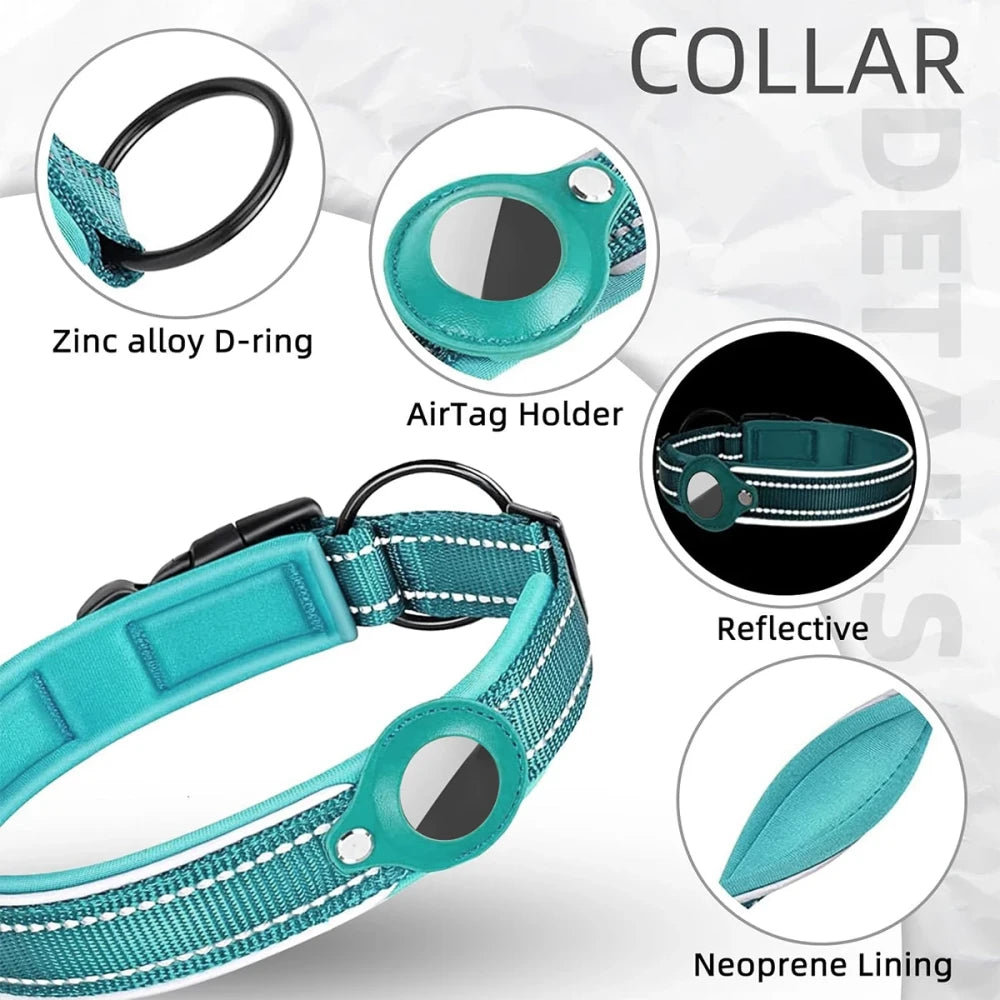 Reflective Padded AirTag Dog Collar
