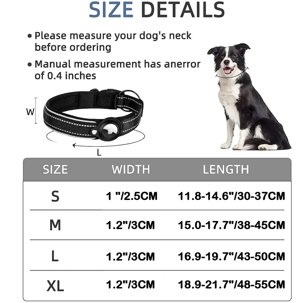 Reflective Padded AirTag Dog Collar